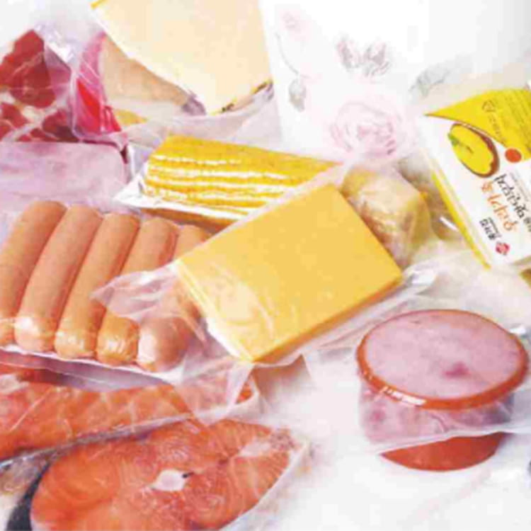 Korkean esteen koekstrudoitu juustomakkara, lihapakkaus muovikalvo
